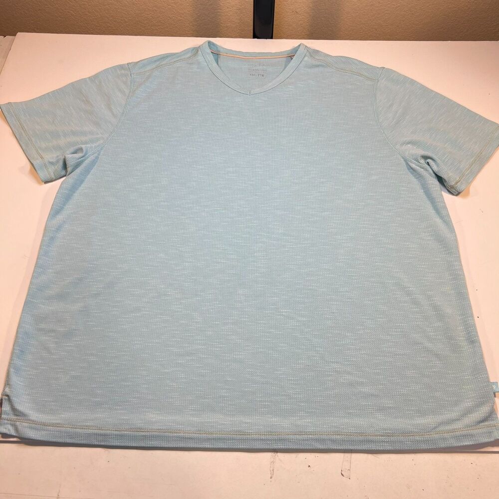 TOMMY BAHAMA V NECK Knit Aqua T SHIRT Sz Mens XXL